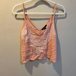 Forever 21 Pink Camisole with White Embroidery
